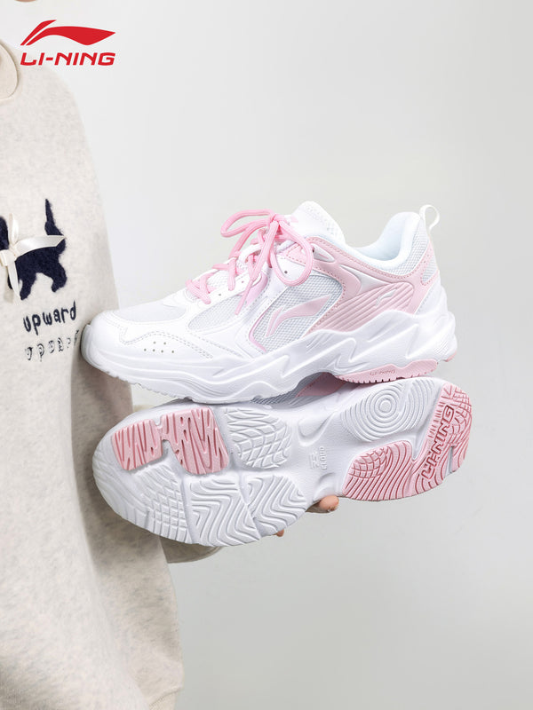 Li Ning Dad Shoes Women's Shoes 2026 New Thick-Soled Height-Increasing Lightweight Breathable Casual Shoes Pink Girly Sneakers