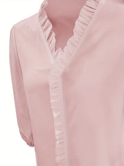 Cross-border foreign trade European and American women's clothing plus-size spring, summer, autumn, winter ruffle shirts for women's shirts are loose and chic