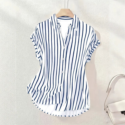 2026 EBAY Amazon WSIH Hot Summer New Drop Sleeve Buttoned Striped Women's Shirt