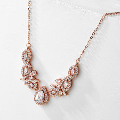 Cross-border new waterdrop zircon necklace, light luxury niche full diamond surrounded pendant accessory, high-end bridal accessory for women