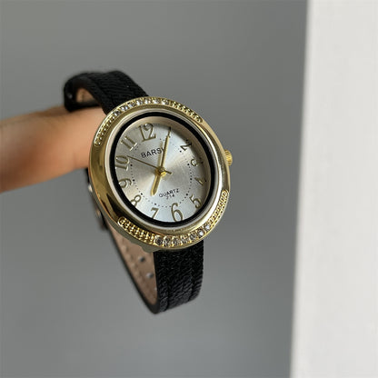 BARSH Best-Selling Little Gold Watch, Simple Elegant Versatile Watch, Female Student Casual Thin Strap Niche Vintage Quartz Watch