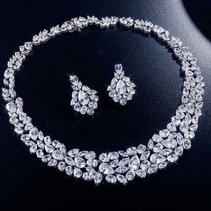 RAKOL explosive set fashionable and brilliant full of diamonds zircon water drop necklace earrings bridal wedding accessories for women