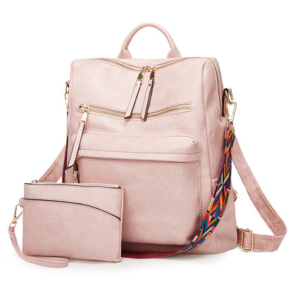 Amazon Trendy Backpack Bag Women's 2024 New European and American Fashion Casual Soft Leather Large Capacity Backpack Batch