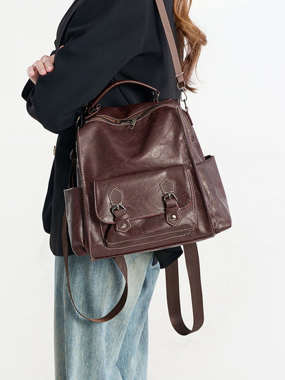 Backpack women's bag 2025 new retro style large capacity student school bag Korean version simple fashion travel backpack