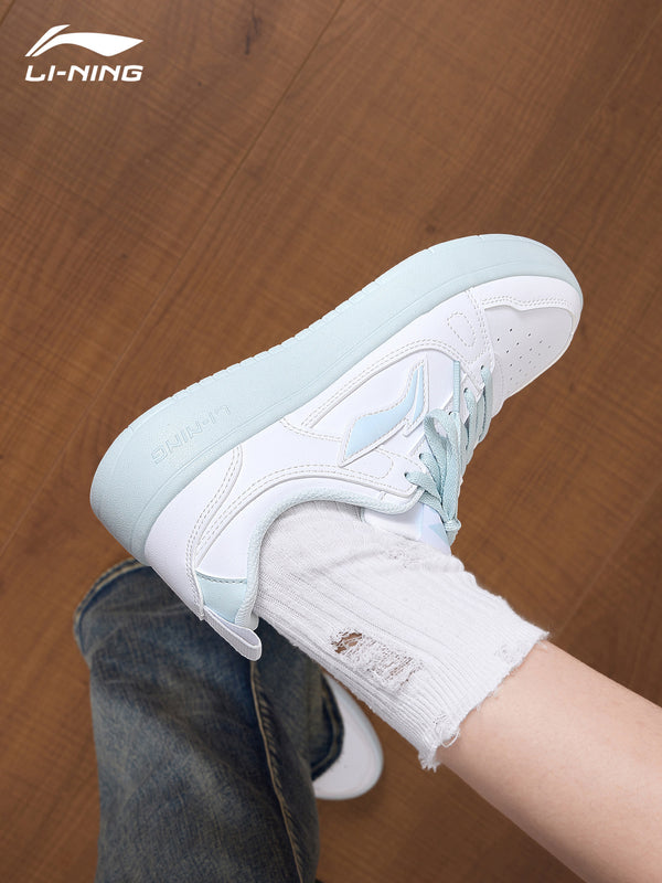 Li-Ning women's sneakers, 2026 summer new breathable versatile soft-soled casual sports shoes, white and blue student white sneakers