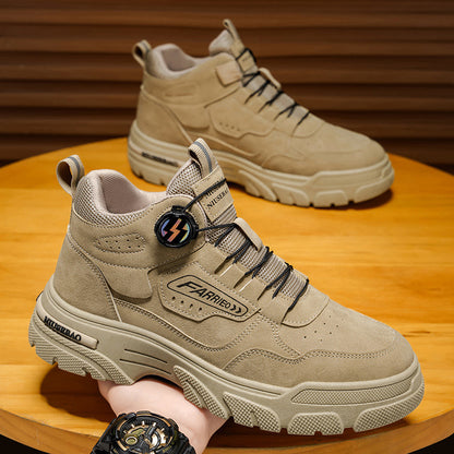 High-top men's shoes, 2026 spring casual sneakers, youth rotary soft-soled sports Martin boots, everyday casual men's shoes