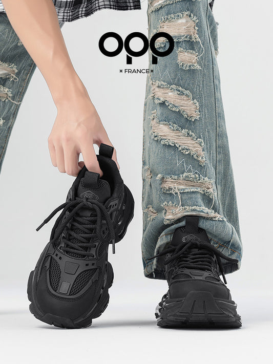 OPP men's shoes spring 2026 new air cushion shock-absorbing sports casual shoes ruffian handsome retro black samurai daddy trendy shoes