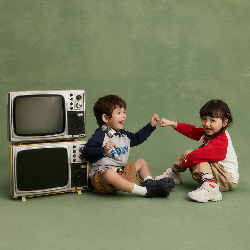 PONY boys and girls vintage daddy shoes black comfortable casual sneakers 233K1MD51