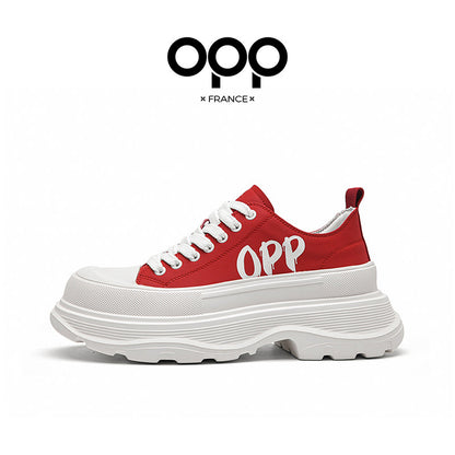 OPP men's shoes spring men's platform heightening classic trend outdoor sports leisure leather high-end ruffian handsome board shoes