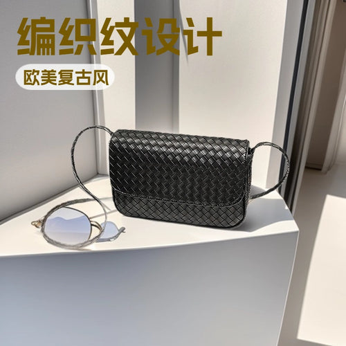 Cross-border manufacturer direct sales bag women's bag 2025 new fashion women's simple woven pattern casual shoulder crossbody bag