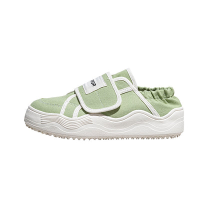 Pull back two canvas shoes women, 2025 spring platform muffin shoes, Velcro, one kick of lazy people, high-value shoes