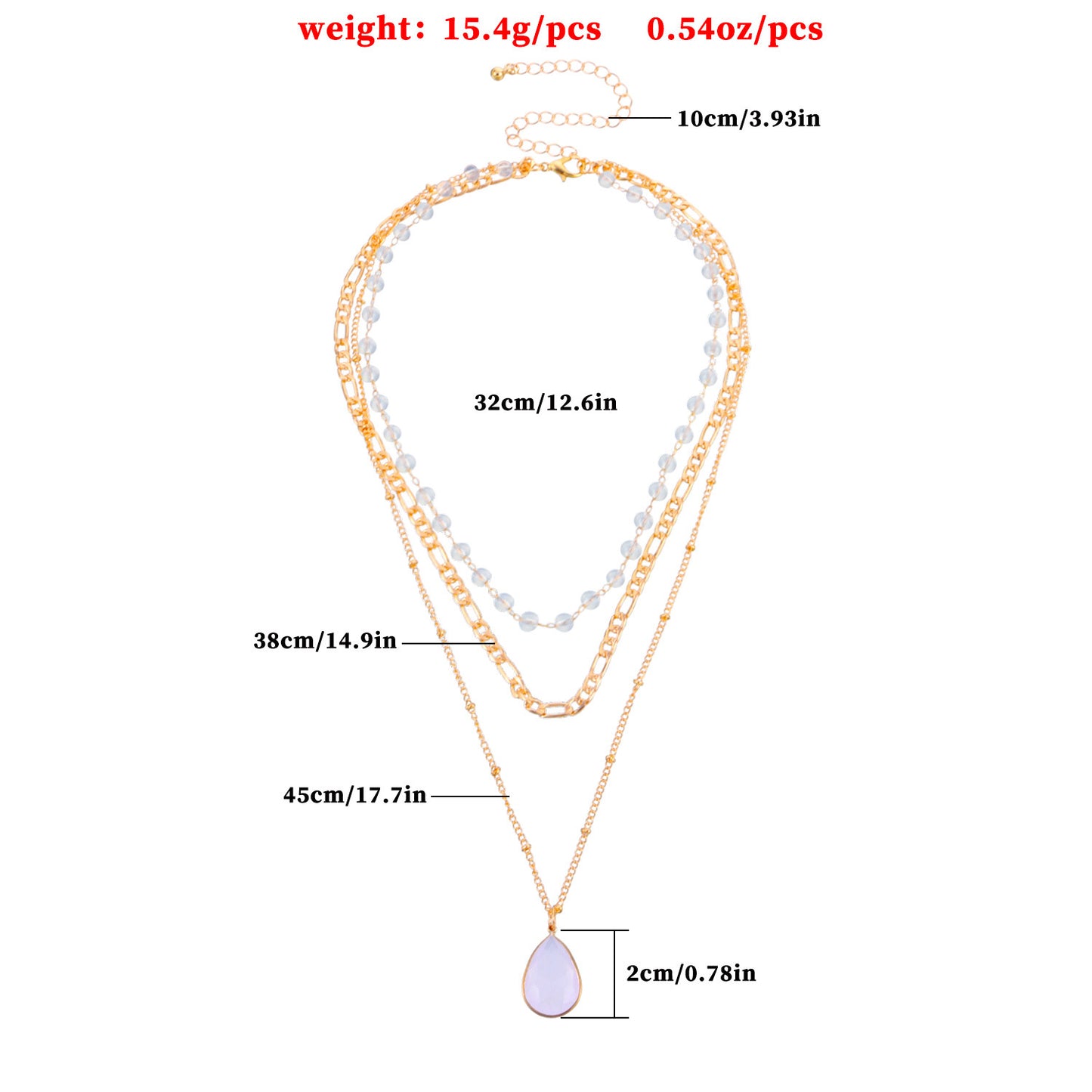 European and American cross-border jewelry multi-element protein bead crystal pendant necklace fashion three-to-one chain drop necklace
