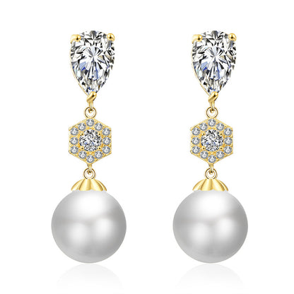 Best-selling foreign trade pearl stud earrings, zircon earrings, light luxury high-end accessories, niche designs, wedding bridesmaids