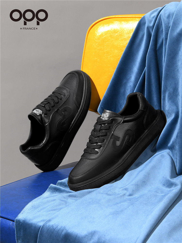 OPP men's shoes, spring white shoes, low-top lace-up leather, solid color, high-end luxury, light luxury, versatile athleisure board shoes