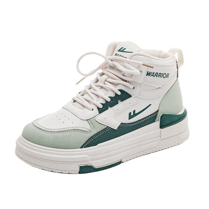 Pull-back color-blocked platform shoes, comfortable board shoes, simple high-top spring new single shoes, versatile daily preppy style women's shoes