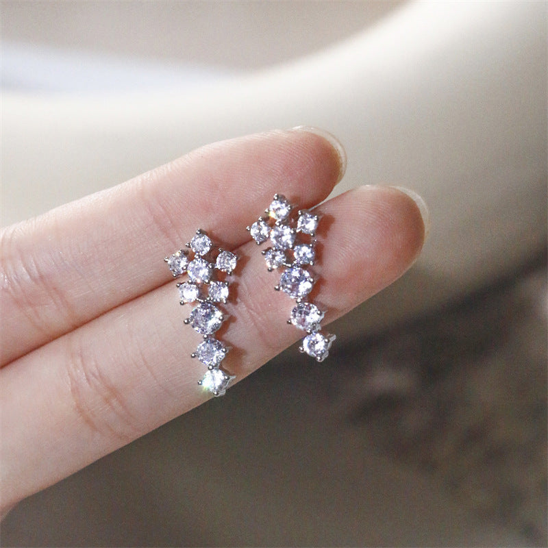 RAKOL cross-border new sweet earrings, petite and unique niche stud earrings, ultra-sparkling elegant zircon earrings, popular for women