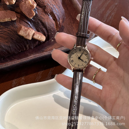 Retro subdial simple belt watch schoolgirl roman korean ins female performance goods wholesale live sale hot sale