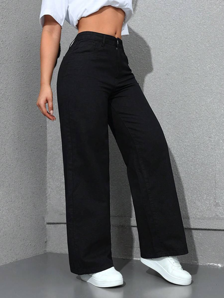 American wide-leg denim trousers women's spring 2025 new wash loose slimming straight floor-length jeans JEANS