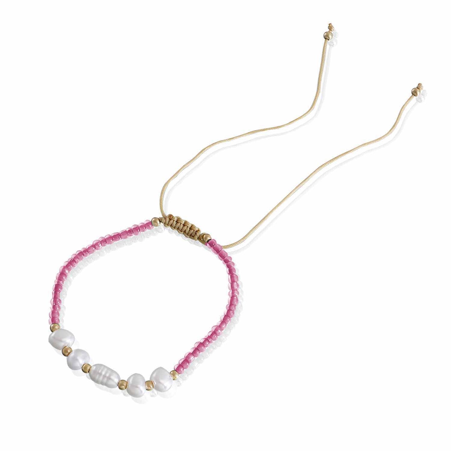 European and American cross-border jewelry ins adjustable special-shaped imitation pearl transparent rice bead color bracelet women's colorful rope wholesale