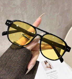 Dual-beam pilot style sunglasses, new European and American models for men and women, high-end sunglasses, sun protection, driving personality trend