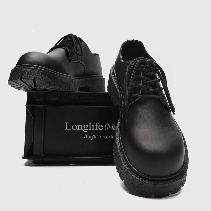 2026 Summer New Men's Casual Retro Thick-Soled Height-Increasing Derby Shoes, Formal British Style Black Wide-Foot Trendy Shoes