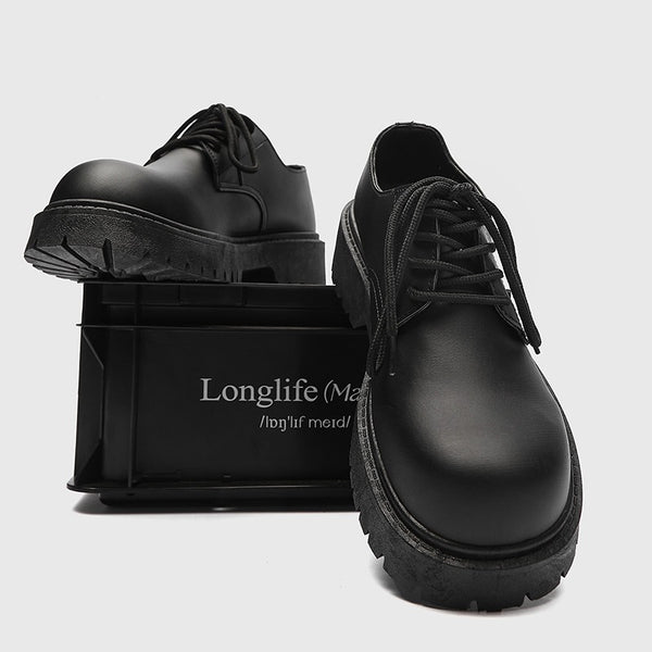 2026 Summer New Men's Casual Retro Thick-Soled Height-Increasing Derby Shoes, Formal British Style Black Wide-Foot Trendy Shoes