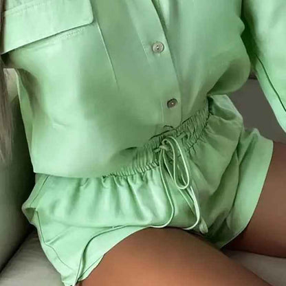 2025 summer new cross-border European and American fashion casual sports simple style solid color top shorts two-piece set 661