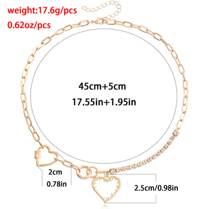 European and American cross-border jewelry, hip-hop geometric sweet and cool love single-layer necklace, personalized claw diamonds, mixed and matched fashion necklaces