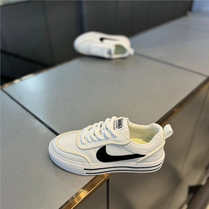 Sapatos masculinos 2025 primavera e outono nova tendência: versátil superfície de tecido rendado, sola macia respirável confortável confortável calçado de prancha esportiva e de lazer confortável