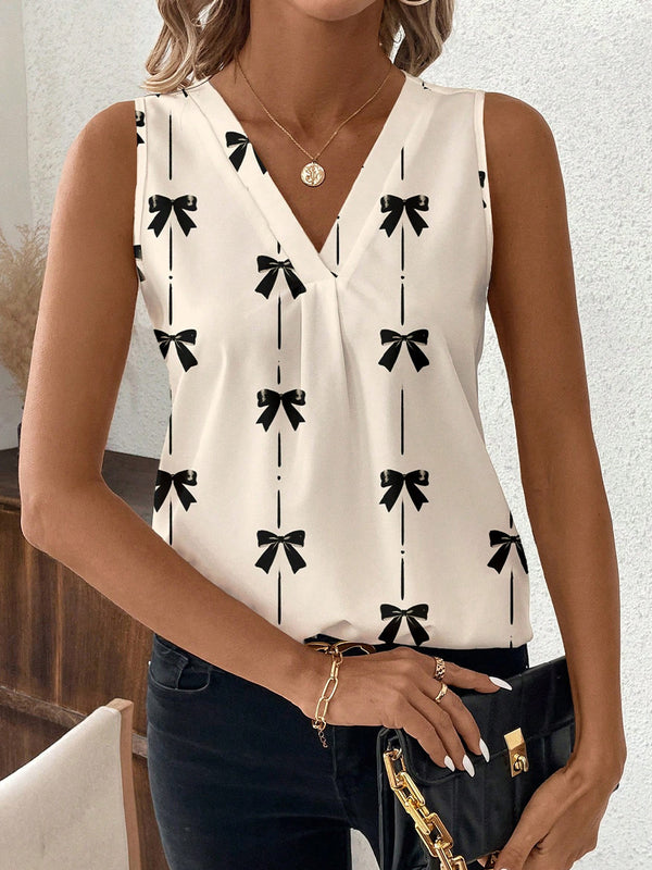 Women's Bow V-Neck Blouse