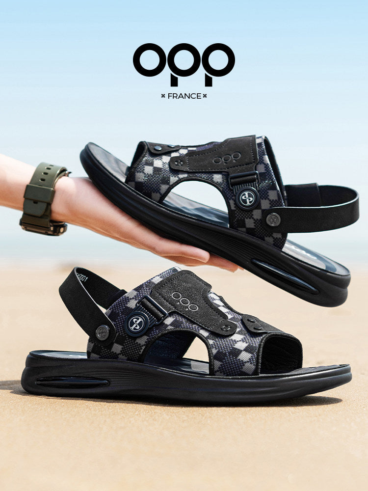 OPP Sandals Men's 2026 New Summer Outdoor Soft-Sole Driver Driving Shoes Non-slip and Anti-odor Dual-purpose Beach Shoes