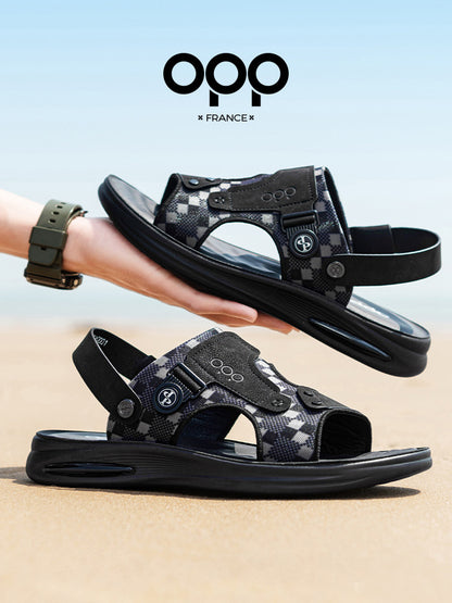 OPP Sandals Men's 2026 New Summer Outdoor Soft-Sole Driver Driving Shoes Non-slip and Anti-odor Dual-purpose Beach Shoes