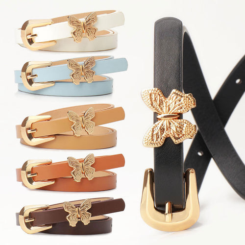 New Sweet Girl Style Belt Women's Fashion Korean Style Belt Women's Cute Wind Butterfly Decoration Versatile Dress Belt