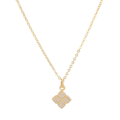 Women's Summer Four-Leaf Clover Micro-Inlaid Zircon Fashion New Versatile Necklace for Women, High-End Clavicle Chain Accessory