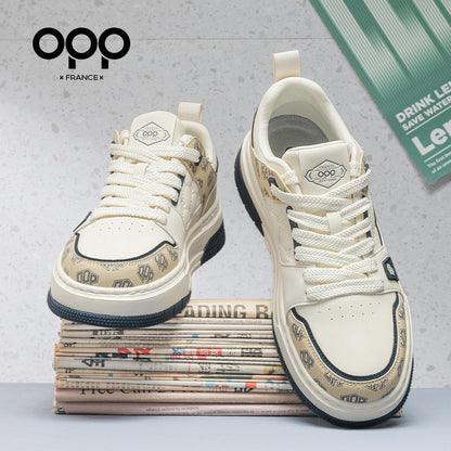 OPP men's shoes spring 2026 new popular thick-soled versatile high-end ruffian handsome leather casual sneakerboard shoes