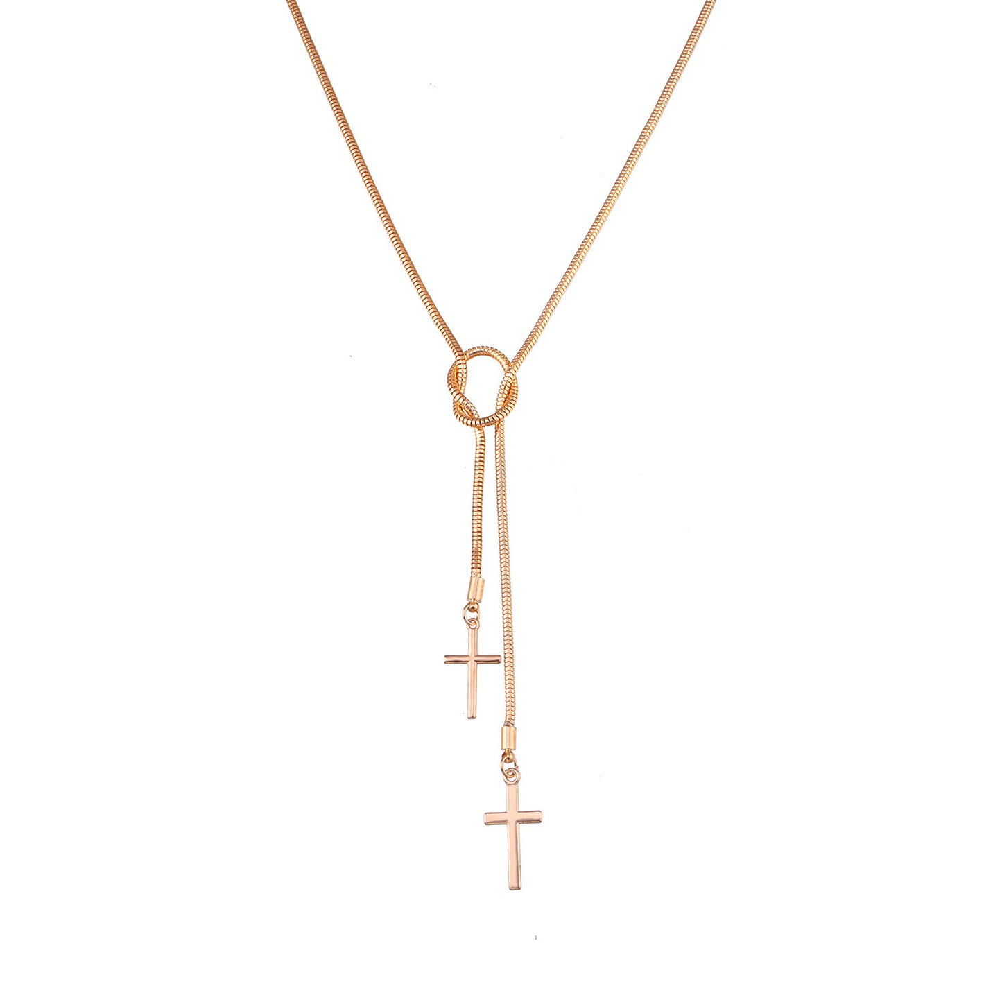 European and American cross-border jewelry Personality cross snake bone chain necklace Women's fashion is cool and can be knotted and worn necklaces