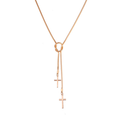 European and American cross-border jewelry Personality cross snake bone chain necklace Women's fashion is cool and can be knotted and worn necklaces