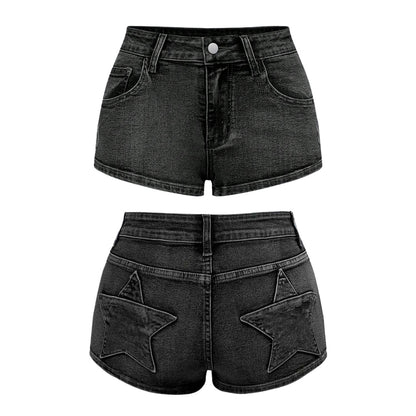 High-waisted slimming denim shorts, women's heavy industry embroidered nail beads, A-line hot girl style, new fashionable and versatile pants in summer