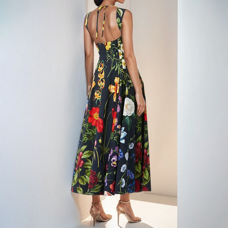 European and American foreign trade women's clothing 2025 independent station spring new temperament elegant sleeveless print sexy casual dress