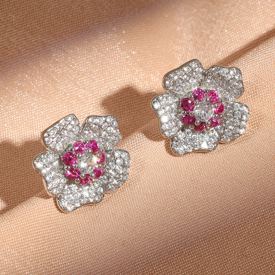 European and American new best-selling women's earrings, AliExpress bestseller flower fashion creative women's earrings and rings two-piece set