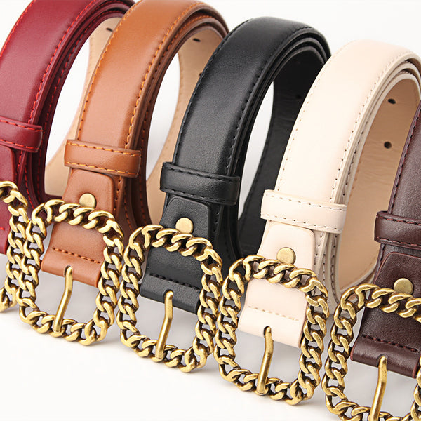Simple Cross Border Vintage Chain Buckle Women's Belt Trendy Versatile Belt Women's Fashion Embellished Jeans Belt Belt