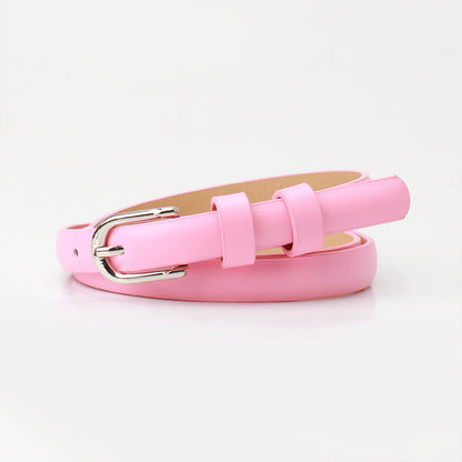 Korean version of the belt, women's versatile decoration, thin jeans, with a fashionable sense of luxury, simple style, alloy pin buckle, student belt