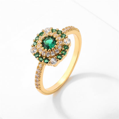 Cross-border exclusive copper zircon rings, emeralds, versatile Southeast Asian best-selling products, one piece can be labeled