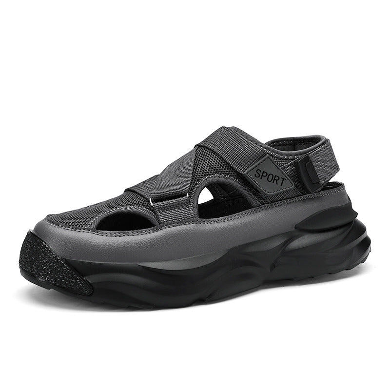 Plus size cross-border men's sandals casual versatile sandals teenagers breathable trend cut-out cool velcro sandals