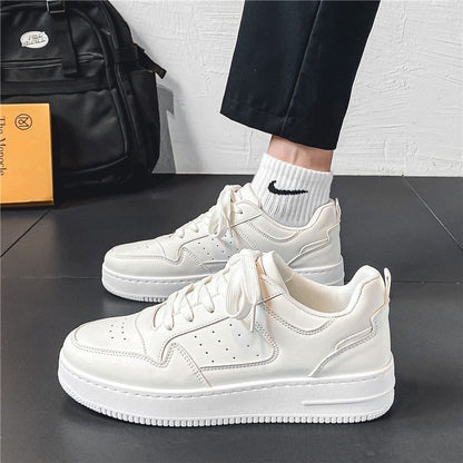 2026 Men's Spring New Breathable White Shoes, Trendy Versatile Thick-Soled Sports Casual Low-Top Sneakers