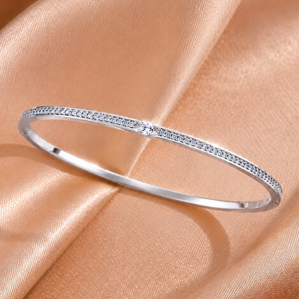 European and American cross-border copper gold-plated silver bracelets, single-row diamond thin bracelets, light luxury style daily accessories, temu hot-selling wholesale