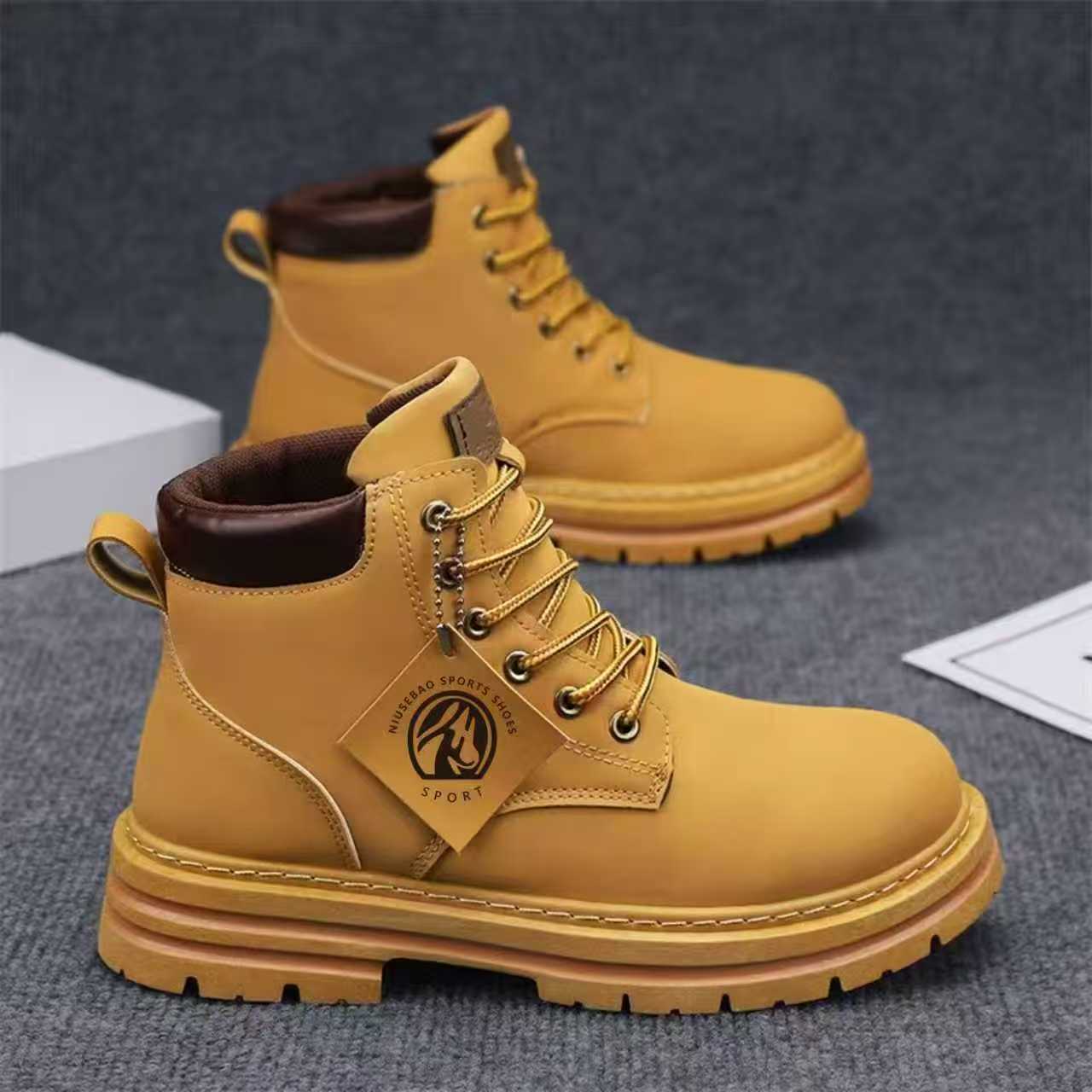 2026 Spring Cross-border Bestselling Martin Boots, New Men's Casual Boots, Vintage British Style Mid-Sleeve Casual Work Boots