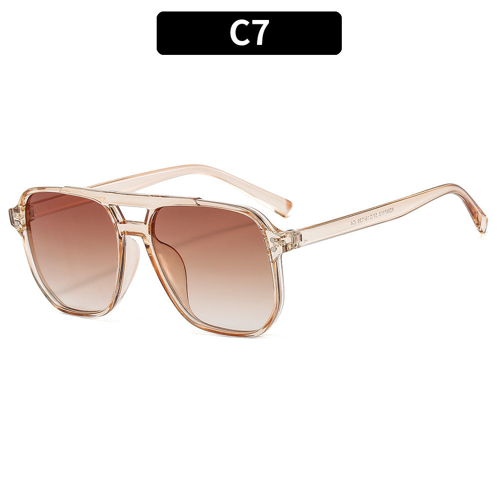 New cross-border double beam aviator sunglasses European and American same men's driving sunglasses high-end trend women's sunglasses