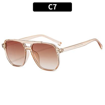 New cross-border double beam aviator sunglasses European and American same men's driving sunglasses high-end trend women's sunglasses