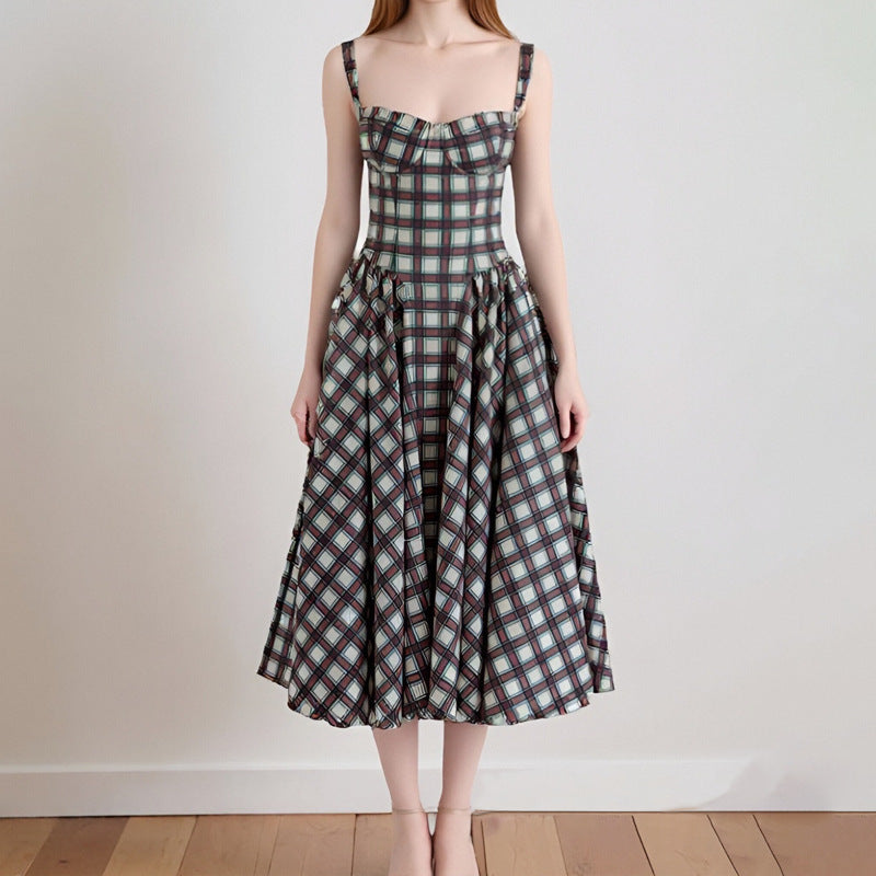 Estação independente da Amazon, roupas femininas europeias e americanas, estilo francês elegante retro, roupa com suspensórios, vestido feminino europeu e americano.